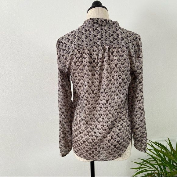 Loft tie front neck blouse office work attire professional business long sleeve - Picture 2 of 6